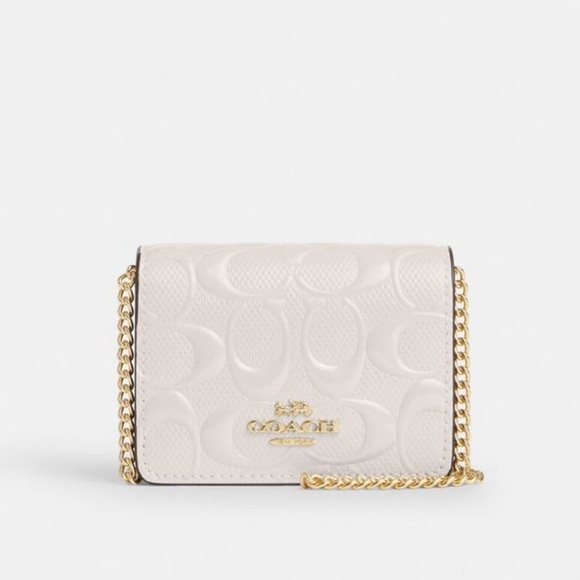 Coach Mini Wallet On A Chain In Signature Leather color gold/chalk - Picture 1 of 8